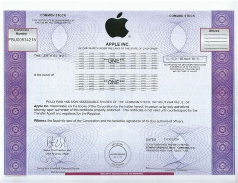 Free stock certificate is an online stock certificate generator for stock certificates and membership certificates. Apple Stock Certificate 2008 | Papír