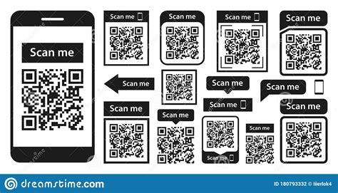 QR Code Set. Scan Qr Code Icon. Template Scan Me Qr Code For Smartphone. QR Code For Mobile App 