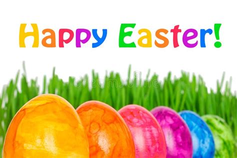 Happy Easter Eggs Grass Colorful Stock Image Image Of Coloured