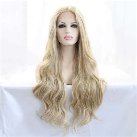 Melody Wig Long Blonde Wavy Lace Front Wig Gold Synthetic Heat