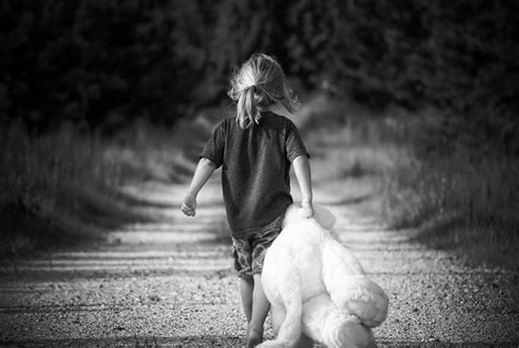 Gray Scale Photo Of Girl Holding A Teddy Bear While Walking Hd Wallpaper Wallpaper Flare