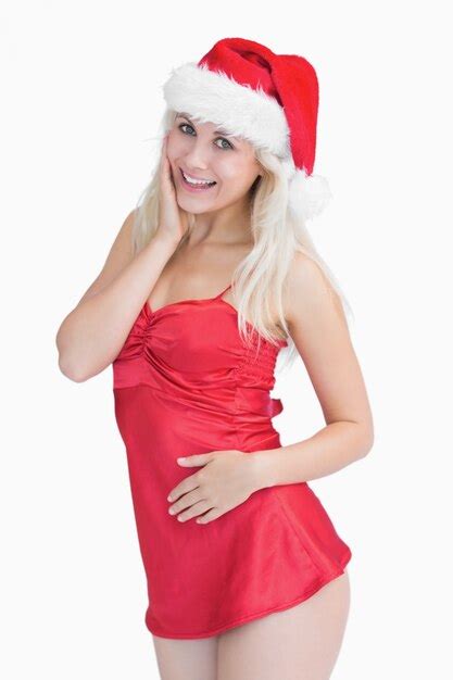 Premium Photo Excited Woman Wearing Santa Hat