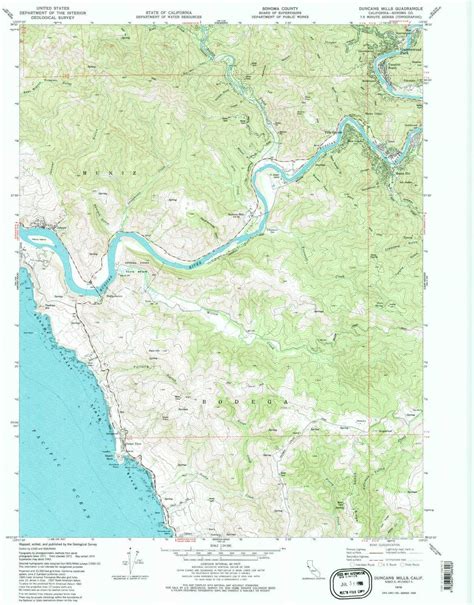 Yellowmaps Duncans Mills Ca Topo Map 124000 Scale 75 X