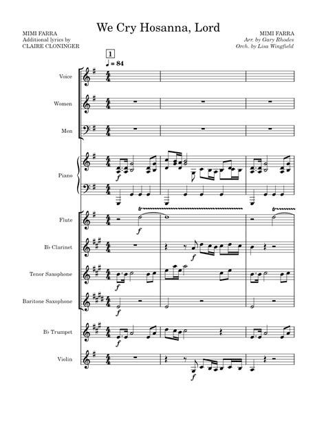 we cry hosanna lord sheet music for piano vocals female male and more instruments choral