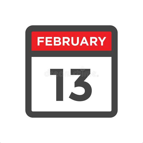 Calendar 13th Of February Stock Vector Illustration Of Calendar