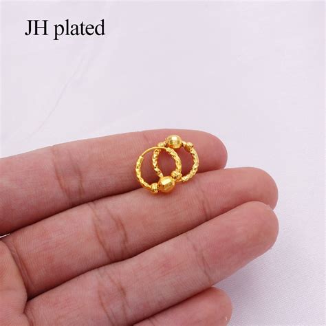 Earrings 24k Gold Color Small Round Hoop Earings Hoops Pircing Gold Earrings Piercings