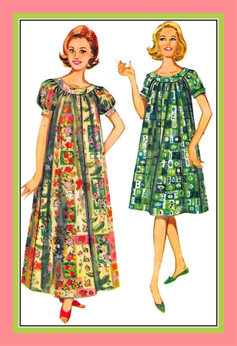 Vintage 1960s CLASSIC MUU MUU Sewing Pattern Two Etsy Muumuu