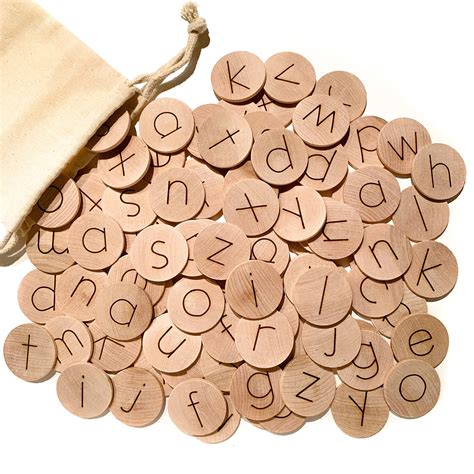Moveable Alphabet Wood Alphabet Discs Lowercase Alphabet Etsy