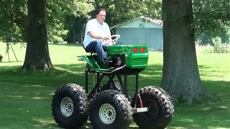 Monster Lawn Mower Driving Homemade Lifted V Twin Powered Tractor