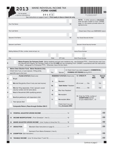 Maine Individual Income Tax Form 1040me 1302100× 00 Fill Out And