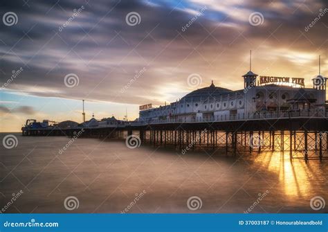 Winter Sunset Long Exposure Over Brighton Pier Stock Image Image Of