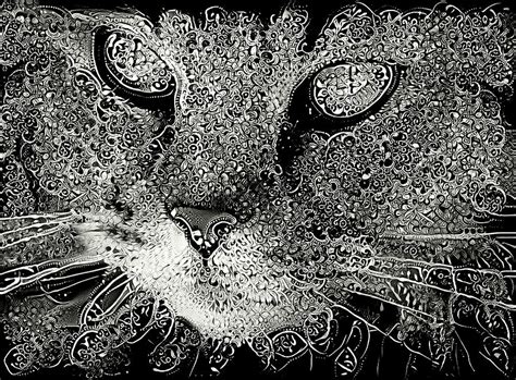 Abstract Cat Black And White Mixed Media By Peggy Collins Fine Art