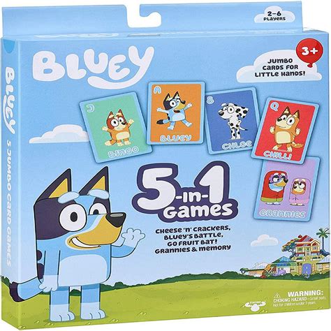 Bluey 5 In 1 Card Game Set Includes 53 Jumbo Cards