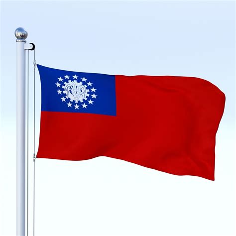 The flag of myanmar was first hoisted on october 21, 2010, to signify the change in the country's name from the union of myanmar to the republic of the. 3D model Animated Myanmar Flag | CGTrader