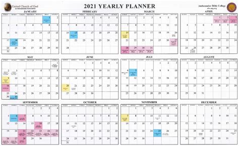 Order An Abc Magnetic Yearly Calendar United Church Of God
