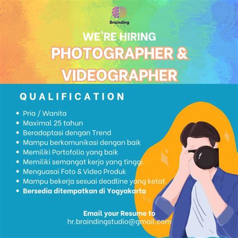 Lowongan Kerja Photographer Videographer Di Brainding Studio