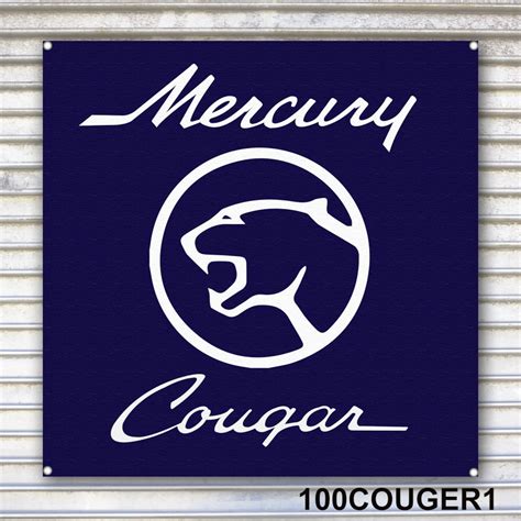 Mercury Cougar Illustrated Emblem Banner Sign Wall Art Etsy