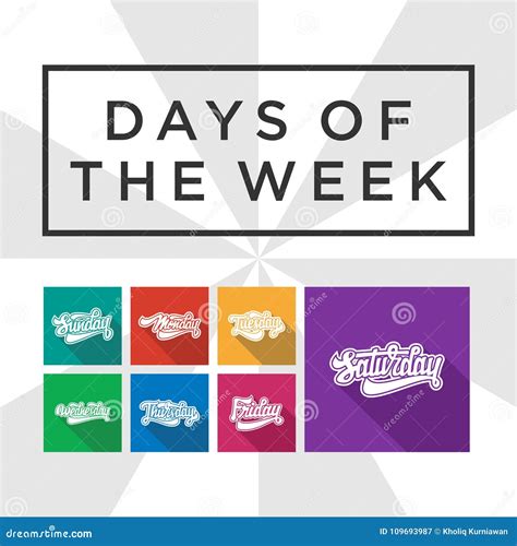 Days Of The Week Hand Lettering Stock Vector Illustration Of
