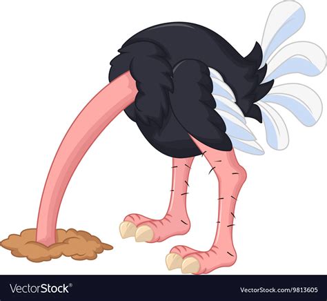 Ostrich Cartoon Has Buried A Head In Sand Vector Image