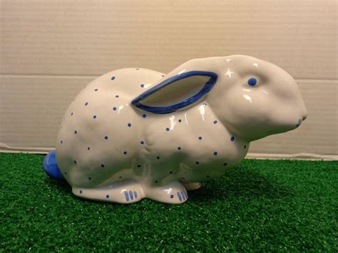 Tiffany And Co Austria Bunny Rabbit Bank Blue And White Ceramic Polka