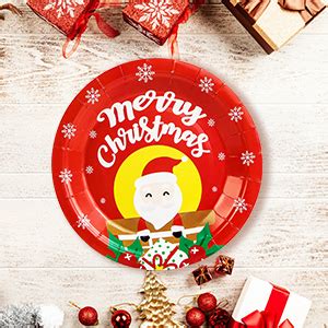 Amazon Com Puevenyi Pcs Christmas Party Paper Plates Disposable Inch Red Christmas Party