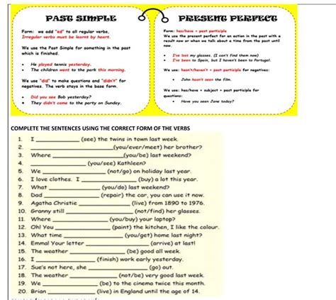 Complete The Sentences Using The Correct Form Of The Verbs Porfavor