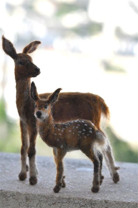 Mother Deer And A Fawn Needle Felted Animals Needle Felted Etsy