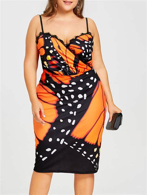 24 Off Plus Size Butterfly Pattern Slip Dress Rosegal