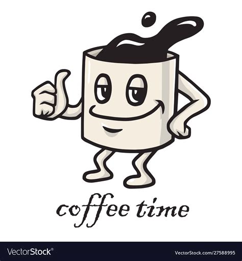 Coffee Cartoon Character Design Doodle Drawing Vector Image