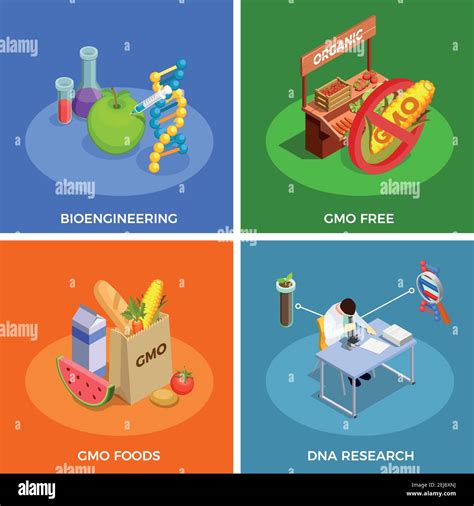 Genetically Modified Organisms Isometric Design Concept With Bio