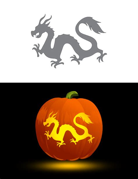Printable Chinese Dragon Pumpkin Stencil