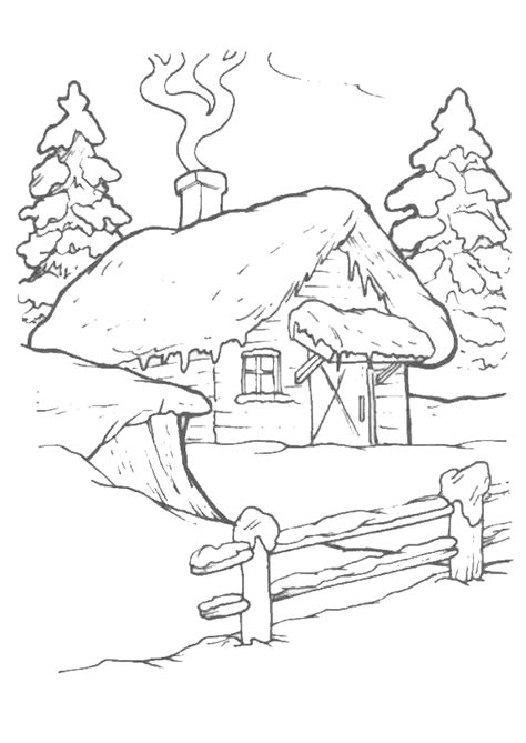 Coloriage Hiver Maison avec Cheminée
