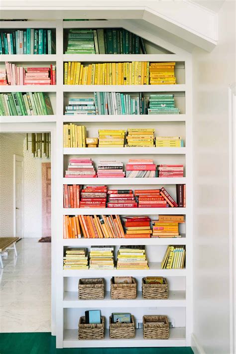Elsie S Rainbow Bookshelves A Beautiful Mess Bookshelf Organization Bookshelf Design