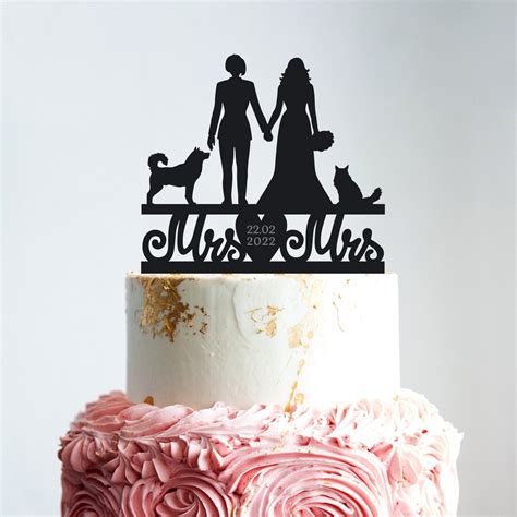 Lesbian Cake Topper For Wedding With Dogmrs Mrs Wedding Cake Etsy