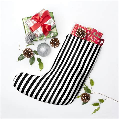 Black And White Striped Christmas Stocking Mad Halloween