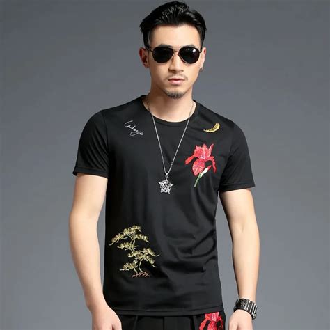 new arrive summer chinese style short sleeve black color print mens t shirt cotton tee shirts