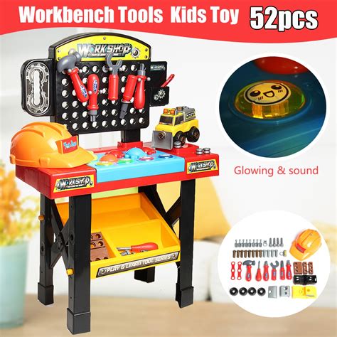 52pcs Workbench Toy Kids Workbench Pretend Play Tool Set For Children