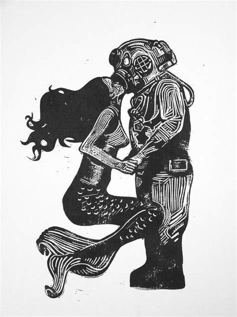 Imgs For Vintage Scuba Diver Drawing Diver Drawing Mermaid Art