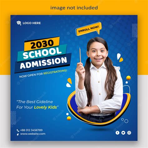 Premium Psd Kids School Admission Social Media Post Web Banner Flyer