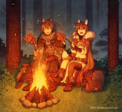 Dinner In The Woods Anime Wolf Anime Wolf Girl Digital Art Boy