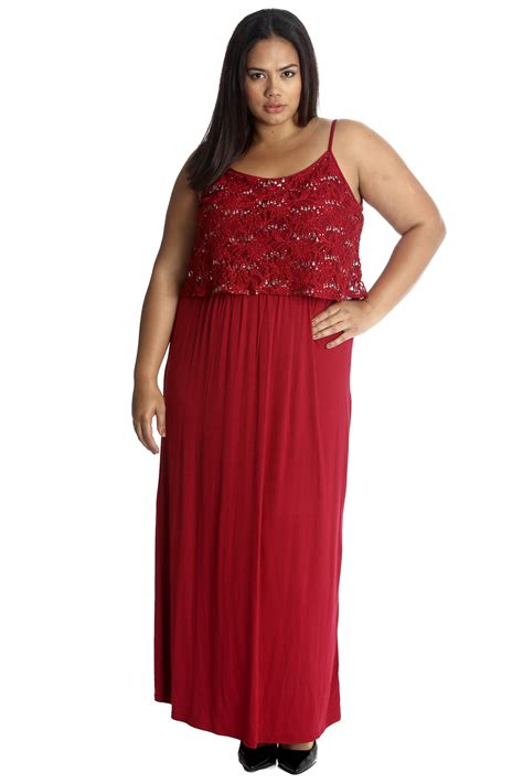 New Womens Plus Size Maxi Dress Ladies Floral Lace Sequin Tank Top Sleeveless Ebay