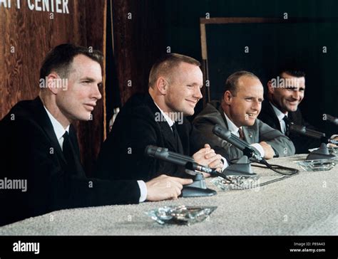 Gemini 8 Prime And Backup Crews During Press Conference L To R Are