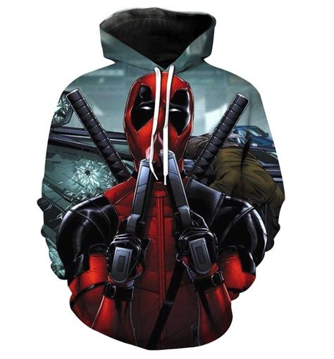 Design Deadpool Style Superhero Collar Hoodie Sleeve Long Color