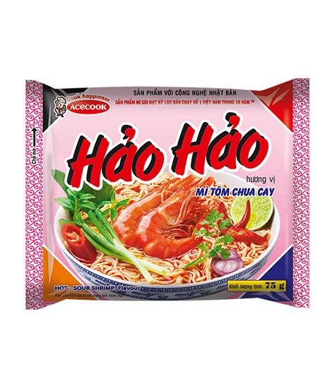 Acecook Instant Noodles Hao Hao Sour Hot Shrimp Flavour 77g