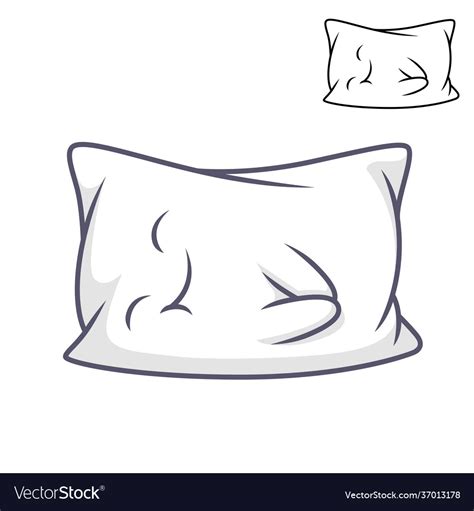 Cute Happy Pillow Sleeping With Line Art Drawing Vector Image