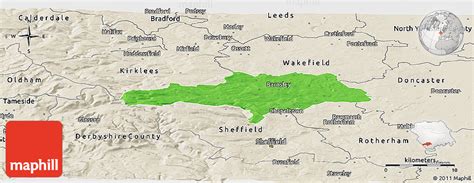 Political Panoramic Map Of Barnsley Shaded Relief Outside