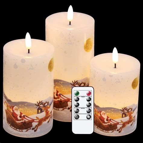 Flameless Flickering Candles Battery Operated With 6 Hour Timer Set Of
