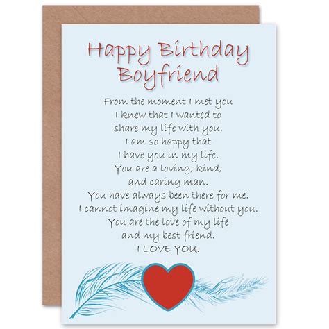 Boyfriend Birthday Card Love Poem Sweet Cute Happy Birthday Etsy