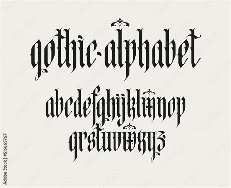 Gothic Font Full Set Of Letters Of The English Alphabet In Vintage