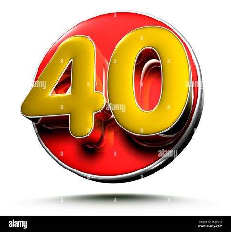 3d Illustration Gold Number 40 Isolated On A White Background With